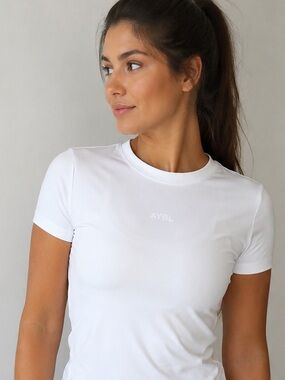 AYBL White Short Sleeve Crew Crop Tee